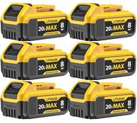 YAYETUR 6 Packs 8000mAh DCB206 Replacement for Dewalt 20V Max Battery Lithium ion Compatible with Dewalt Battery DCB201 DCB203 DCB204 DCB205 DCB206 DCB207 Series Power Tools