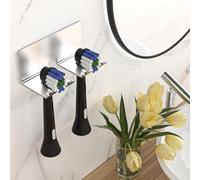 YAYINLI Toothbrush Holder Wall Mounted - Electric Tooth Brush Holder for Bathroom, Self Adhesive Non Screw Toothbrush Head Holder, Metal Toothbrush Holders Organiser(Silver, Small)