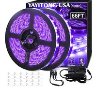 YAYIT 20M 1200LED Black LED Light Strip Kit 12V Flexible Accessories for Glow Party, Bedroom, Halloween, Body Painting, Birthday, Non-Waterproof