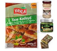 YAYLA Kadaifi Pastry Threads Fresh Kadayif Turkish style dessert to use famous dubai chocolate Kataifi 400 Gram by Anthap Pistachio Cream 30% Pistachio + Tahini 300 Gram [ Fresh Guarantee ]