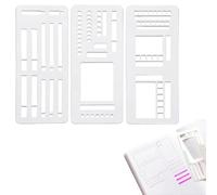 YAYNO 3 Pieces Diary Stencil Painting Stencil Flexible Handmade Recording Template Checklists Boxes Lines Compatible with Polka Dot Grid Reels and Discs