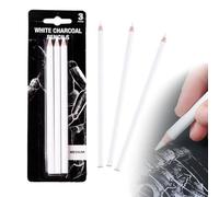 YAYNO 3 Pieces Set White Charcoal Drawing Pencils for Artists Children and Students White Charcoal Pencils for Sketching Shading Highlighting and Creative Drawings