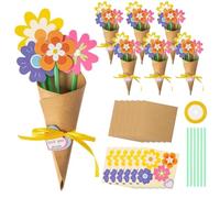 YAYNO 6 Piece Bouquet Craft Set Children's Flowers Paper Creative Set Mother's Day Flowers Crafts for Children Happy Mother's Day Greeting Card DIY Flower Paper Craft Set Craft Gift
