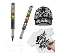 YAYNO Pack of 2 Black and White Textile Pens, Machine Washable, Soft Pen, 1-5 mm Textile Marker, Lightfast and Waterproof Pens, Textile Paint, Permanent Fabric Colouring Pens for T-Shirt, Fabric Bag