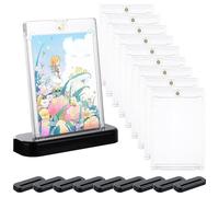 YAYODS 10 Pack Magnetic Card Holder with Base Stand, 35PT Trading Card Display Case for Collectible Game Cards, Clear Hard Plastic Card Protector for Storage and Display