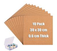 YAYODS 10 Pack Self Adhesive Cork Boards, 12"x12" Pinboard Notice Boards for Walls with Push Pins, Square Cork Tiles for Home School Office