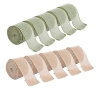 YAYODS 10 Rolls Burlap Ribbon, 4cm x 5M Wired Hessian Ribbons, Natural Jute Fabric Crafts Ribbon for Gift Wrapping, DIY Packing Vintage Christmas Wedding Party Decoration (Brown and Green)