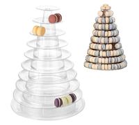 YAYODS 10 Tiers Macaron Tower Stand, Clear Round Macaron Display Tower Stand, Plastic Macaron Display Holder Cake Dessert Serving Tower Tray for Wedding Birthday Baby Shower Party Decor