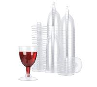 YAYODS 100 Sets Plastic Wine Glasses, 150ML Clear Unbreakable Wine Glasses, Unbreakable Reusable Wine Glasses for Picnics, Camping, BBQ, Party