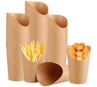 YAYODS 100Pcs Disposable French Fries Holder, 12oz Kraft Paper Charcuterie Cups, Disposable Take-Out Party Cups for Ice Cream Charcuterie Chips Snack Waffle Popcorn Sandwich