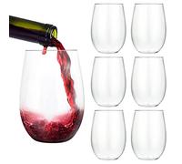 YAYODS 12 Pack Stemless Wine Glasses, 450ml/16oz, Plastic Reusable Wine Glasses Set, Clear Drinking Tumblers for Red and White Wine, Water, Juice, Cocktails