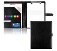 YAYODS 2 x 25.5 x 33 cm Writing Case Conference Folder A4 with Lid - Clipboard Folder Clipboard with Magnetic Closure - Leather Folder Work Folder Document Folder Black