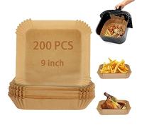 YAYODS 200PCS Air Fryer Liners, 9 inch Disposable Air Fryer Paper Liners, Square Air Fryer Parchment Paper Baking Paper Sheets for Air Fryer, Oven, Microwave, Baking, Roasting