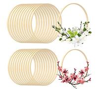 YAYODS 24 Packs 2 Sizes Bamboo Craft Rings, Wooden Floral Hoop for Craft, Wooden Rings Wreath Rings for DIY Dream Catcher, Wedding Wreath Decoration and Wall Hanging Craft (6 & 8 Inch)