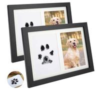 YAYODS 2Pcs Dog Paw Print Kit, Large Ink Paw Print Kit with 2 Photo Frames, 4 Imprint Card, Pet Paw Print Kit for Dogs & Cats, Pawprint Family Keepsake Kit, 17.2x22.3x1.2CM