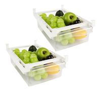 YAYODS 2PCS Fridge Organisers, Pull-out Fridge Drawers with Adjustable Slide Rail, Under Shelf Fridge Storage Drawers, Fridge Organiser Drawers for Fruit Vegetables Egg and Meat