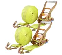 YAYODS 2PCS Heavy Duty Ratchet Straps with Hooks 5cm x 6m, 5000kg Break Strength Tie Down Straps for Trucks, Cargo, Motorcycle & Transport Securing, Yellow Lashing Straps