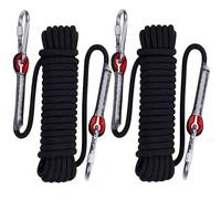 YAYODS 2PCS Multi-use Climbing Ropes, 10M x 10MM Safety Rappelling Abseiling Climbing Rope with Carabiners, Outdoor Climbing Rope for Magnetic Fishing, Hiking, Hammock, Caving and Rescue