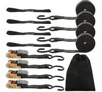 YAYODS 4 Pack Ratchet Tie Down Straps, 2.5cm x 4.6m Heavy Duty Ratchet Straps with Hooks, with 4 Soft Loops, Storage Bag, 800 kg Break Strength, Ratchet Straps for Moving, Cargo Motorcycle,Black