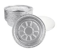 YAYODS 40 Pack Round Aluminium Baking Trays, 9 Inch Disposable, Large Tin Foil Trays for Party Food, Air Fryer, Cooking, Roasting