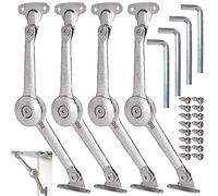 YAYODS 4PCS Heavy Duty Lid Support Hinges, Folding Lid Support Hinge for Kitchen Cupboards Door, Wardrobe, Toy Box Lift Up Stay, Adjustable Angle Safety Soft Close Hinges, with Screws & Hex Key