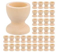 YAYODS 50Pcs Wooden Egg Cups, Easter Egg Cup Stands, Natural Beech Egg Holder for DIY Craft Art Easter Accessories Party Supplies