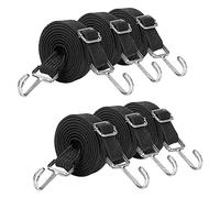 YAYODS 6 Pack 2M Bungee Cords with Hooks, Adjustable Bungee Straps with Anti-Rust Metal Hooks, Extra Long Black Bungee Cords, Heavy Duty Straps Rope for Luggage Roof Racks Moving Cargo