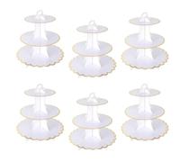 YAYODS 6 Pack 3 Tier Cupcake Stands, White Cardboard Cake Stands for Afternoon Tea, Dessert Tower for Party,Birthday,Anniversary, Wedding