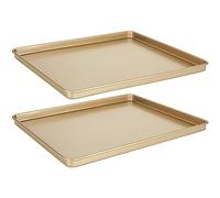 YAYODS Baking Tray Set of 2, Professional Non Stick Oven Trays, Durable Carbon Steel, Heat Resistant, Dishwasher Safe, Non Stick Baking Trays for Swiss Roll, Pancakes, Cookies (30.8x25.8x1.6CM)