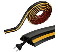 YAYODS Floor Cable Cover, 3M Cable Protector with Adhesive, Rubber Cable Floor Cover for Garage, Offices, Home, Warehouse, Outdoor Cable Wire Protector, Cable Tidy, Prevent a Trip Hazards, Easy to Cut