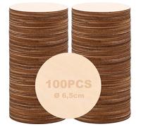 YAYODS Pack of 100 Wooden Discs 6-7 cm - Round Wooden Discs - Small Wooden Discs for Crafts - Wooden Plates Round - Tree Disc for Table Decoration, Pyrography, DIY, Crafts, Wedding Decoration