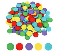 YAYODS Pack of 300 6 Colours Wooden Plates, Round, Diameter 2.5 cm, Poker Chips, Wooden Confetti, Value Tokens, Poker Chips, Wooden Chips, Bingo Cards, Counting Chips, Mathematics, Blank Toy Figures