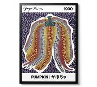 Yayoi Kusama 1990 Pumpkin Print, Japanese Modern Wall Art, Exhibition Gift idea, Japan Abstract Pop Art, Kitchen Home Decor, Minimalist Poster, Archival Matte, A2 (Framed) - 59.4x42cm