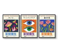 Yayoi Kusama Exhibition - Set of 3 Prints, Japanese Modern Wall Art, Exhibition Poster, Japan Abstract Pop Art, Minimalist Home Decor Gift Idea, Archival Matte, A1 (Print Only) - 84.1x59.4cm