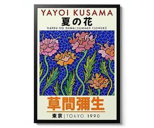 Yayoi Kusama Summer Flowers, Japanese Modern Wall art. Exhibition Gift idea, kitchen home Decor, Minimalist Print, Archival Matte, A2 (Print Only) - 59.4x42cm