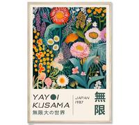 Yayoi Kusama Wall Art Japanese Style Canvas Aesthetic Flower Posters Colorful Botanical Prints Yayoi Kusama Flower Painting Abstract Japanese Artwork Colorful Aesthetic Pictures 16x24inch No Frame