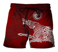 yayoitimes Viking Odin Fenrir Tattoo Shorts, Unisex Summer Novel 3D Nordic Wolf Printind Harajuku Street Amulet Shorts