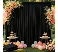 YAYOYA 10ft x 10ft Black Backdrop Curtains, Wrinkle Free Polyester Black Backdrop Drapes, 2 Panels 5x10ft Photo Backdrop Curtains for Party Wedding Graduation Photography Background Curtain
