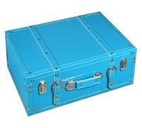 YAYREC Vintage Suitcase,Treasure Chest, Vintage Suitcase Large Capacity Leather Carry Case Item for Studio Wedding Dress Window Display(Blue,38x22x10cm)