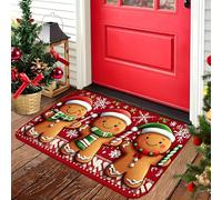 Yayumi Christmas Door Mat, Merry Xmas Outdoor Rug, Non Slip Christmas Bathroom Rugs (Ginger Bread Man)