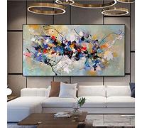 Yayun Art Abstract Canvas Painting Colorful Block Extra Large Size Black Framed Wall Pictures For Living Room Decoration Prints 24x50inch/60x126cm With Black Frame