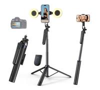 yAyusi 71" Extendable Selfie Stick Phone Tripod with Light, All-in-One Tripod for iPhone with Remote, 360° Rotatable Phone Tripod Stand with Phone Holder for Video Recording/Live Streaming/Vlogging