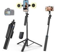 yAyusi 71" Extendable Selfie Stick Phone Tripod with Light, All-in-One Tripod for iPhone with Remote, 360° Rotatable Phone Tripod Stand with Phone Holder for Video Recording/Live Streaming/Vlogging