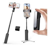yAyusi Extendable Mini Selfie Stick Tripod with Remote, Pocket Size Portable Tripod for iPhone, Small Compact Phone Selfie Stick Tripods Mount for Travel/Vlog/Video Recording/Live Streaming (Black)