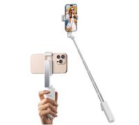 yAyusi New Ultra Mini Selfie Stick for iPhone, Extendable Aluminum Portable Selfie Stick with Remote, Compact Phone Selfie Sticks Compatible with 4-7" Phones for Vlog/Video Record/Live Stream (White)