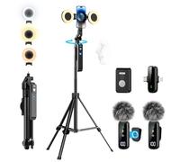 yAyusi Vlogging Kit for iPhone/Android, 180cm Auto Face Tracking Tripod for iPhone with Light, Microphone/Remote Control, Content Creator Essentials Starter Kit for TikTok and YouTube