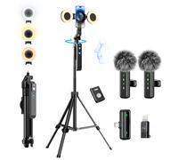yAyusi Vlogging Kit for iPhone/Android, 180cm Auto Face Tracking Tripod for iPhone with Light, Microphone/Remote Control, Content Creator Essentials Starter Kit for TikTok and YouTube