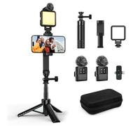 yAyusi Vlogging Kit for iPhone/Android, 30.71" Selfie Stick Tripod with Light, Microphone ＆ Storage Boxes, Studio Creator Video Maker Kit for Interviews, Vlogs, TikTok,YouTube Video Recording