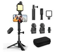 yAyusi Vlogging Kit for iPhone/Android, 30.71" Selfie Stick Tripod with Light, Microphone ＆ Storage Boxes, Studio Creator Video Maker Kit for Interviews, Vlogs, TikTok,YouTube Video Recording