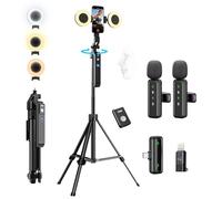 yAyusi Vlogging Kit for iPhone/Android, 70.9" Auto Face Tracking Tripod for iPhone with Light, Microphone/Remote Control, Content Creator Essentials Starter Kit for TikTok and YouTube